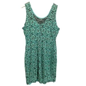 Y2K Cameo Dress Size Large‎ Green sleeveless floral lace